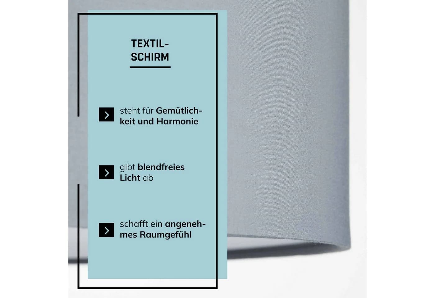 LIGHTBOX Deckenleuchte Grau Metall/Textil 60cm - Bild 5