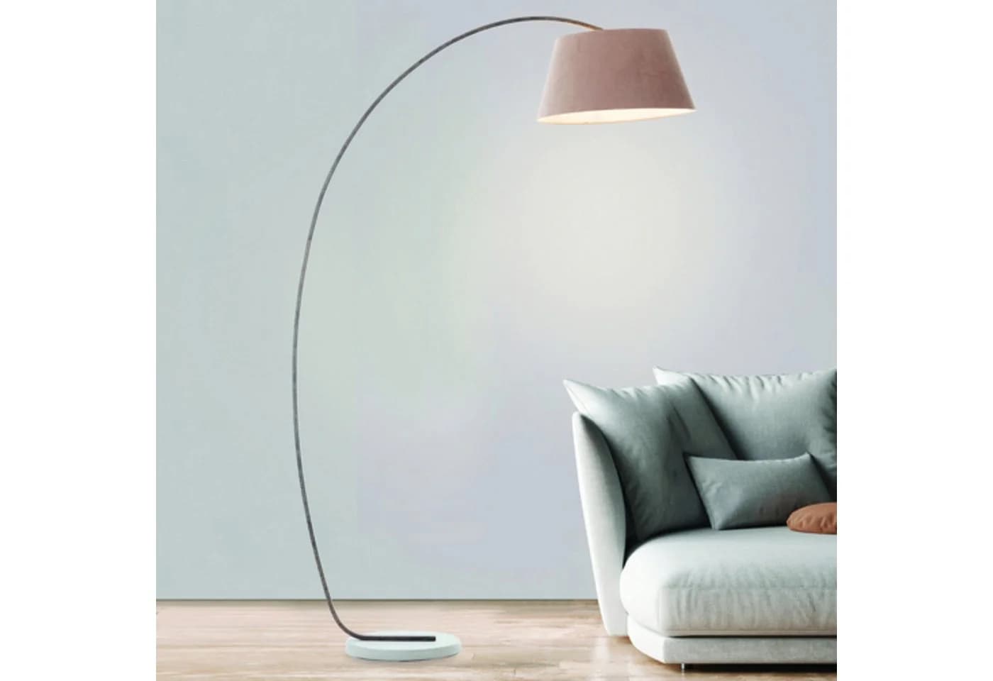 Lightbox Bogenlampe Stoffschirm Betonfuß Taupe - Bild 2