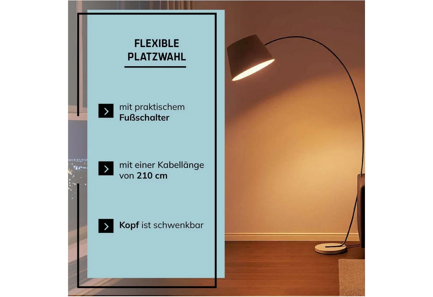 Lightbox Bogenlampe Stoffschirm Betonfuß Taupe - Bild 5