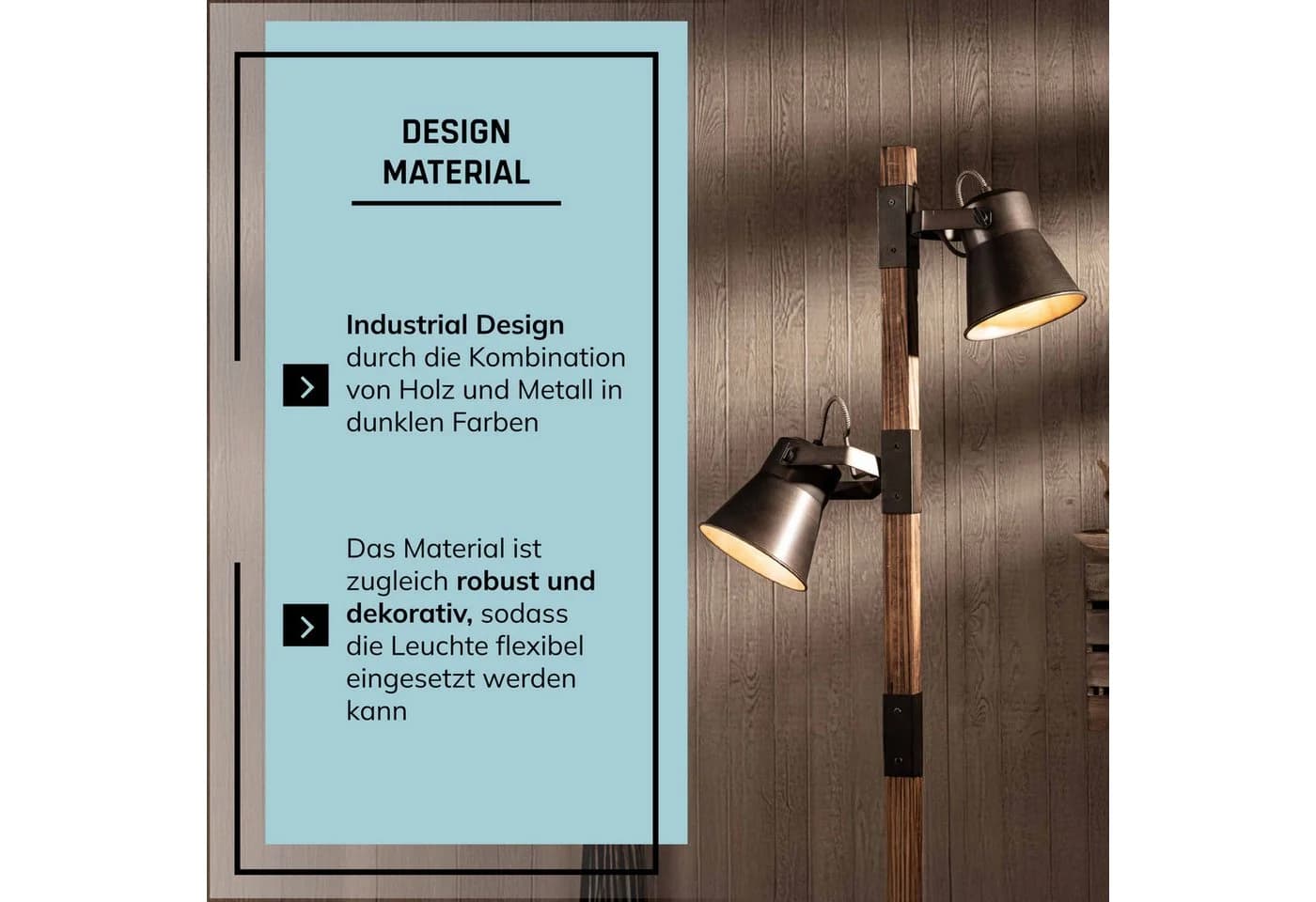 Lightbox Stehlampe Industrial Schwarz 2-flammig E27 - Bild 5