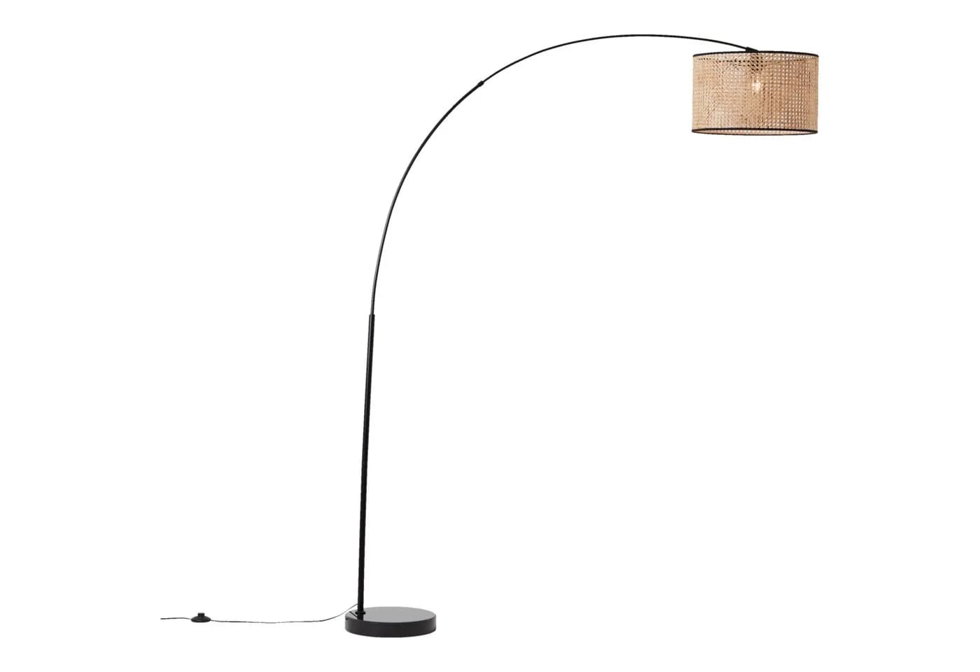 Lightbox Stehlampe Bogenleuchte Rattan Schwarz 210 cm