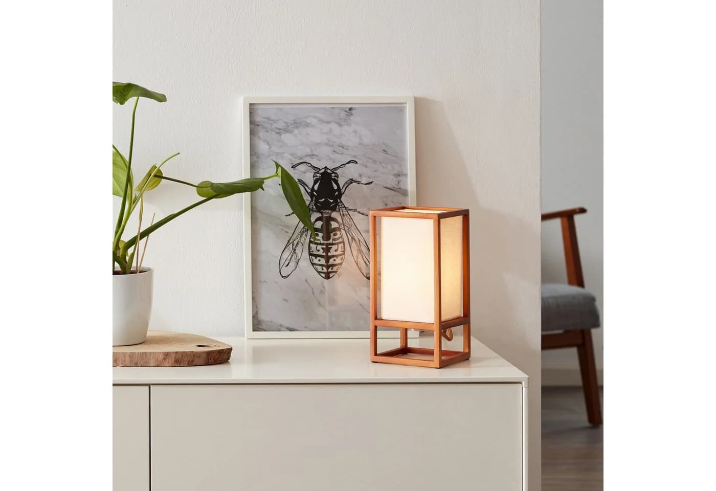 Lightbox Tischleuchte Holz/Stoff Naturfarben/Weiß 25 cm - Bild 2