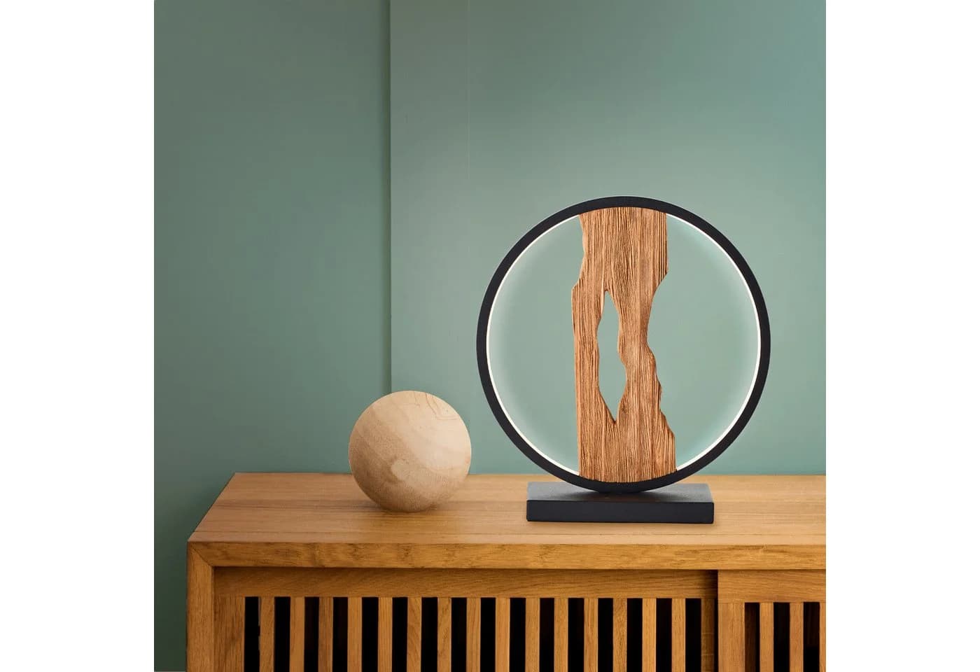 Lightbox Tischleuchte LED Warmweiß Holz Schwarz/Braun