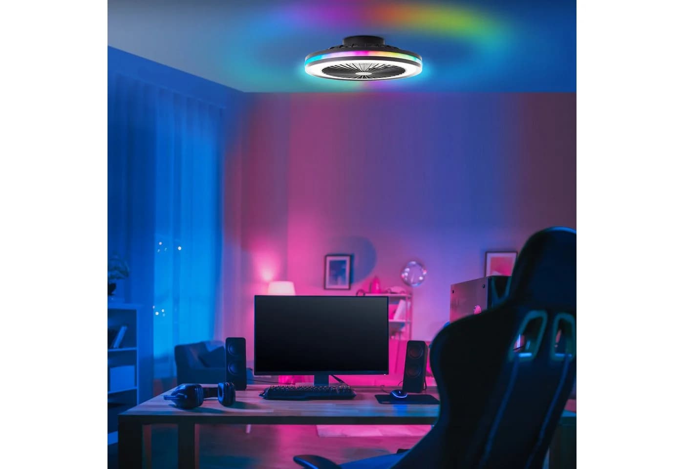 Lightbox Deckenleuchte mit Ventilator und RGB-Frame Light Schwarz - Bild 2