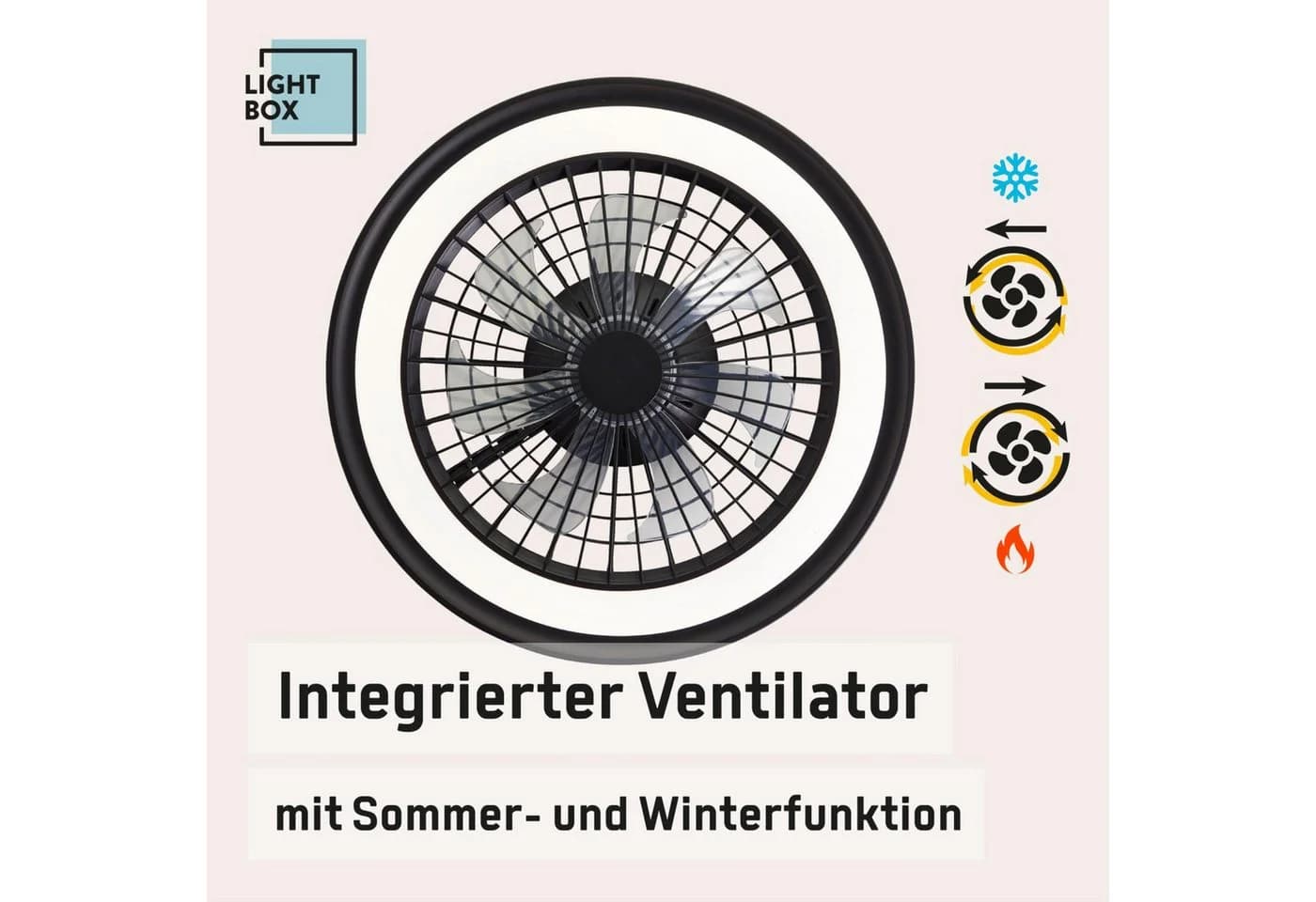 Lightbox Deckenleuchte mit Ventilator und RGB-Frame Light Schwarz - Bild 4
