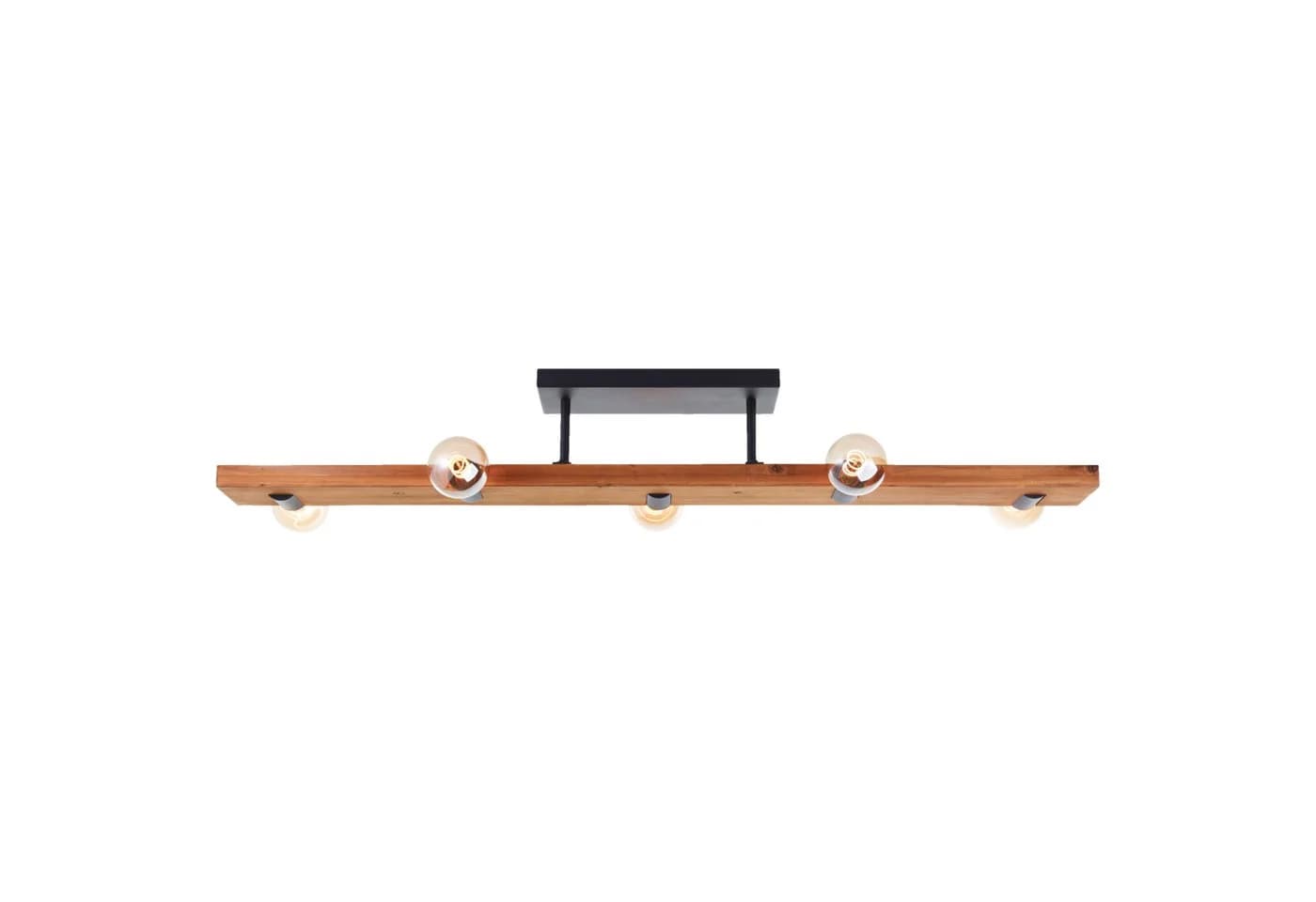 LIGHTBOX Deckenleuchte 5-flammig E27 Holz Metall braun/schwarz