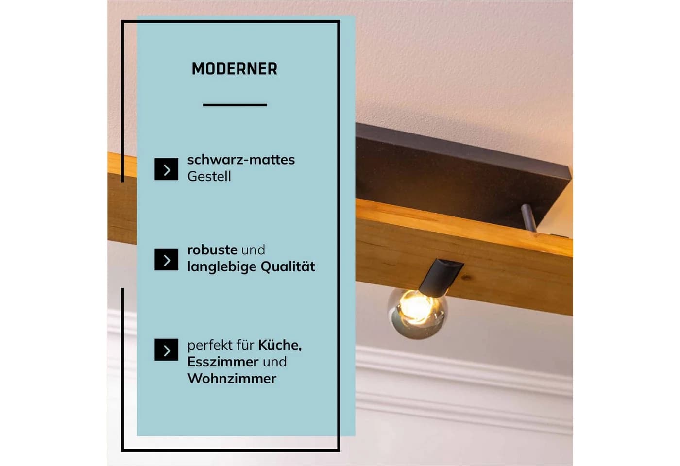 LIGHTBOX Deckenleuchte 5-flammig E27 Holz Metall braun/schwarz - Bild 5
