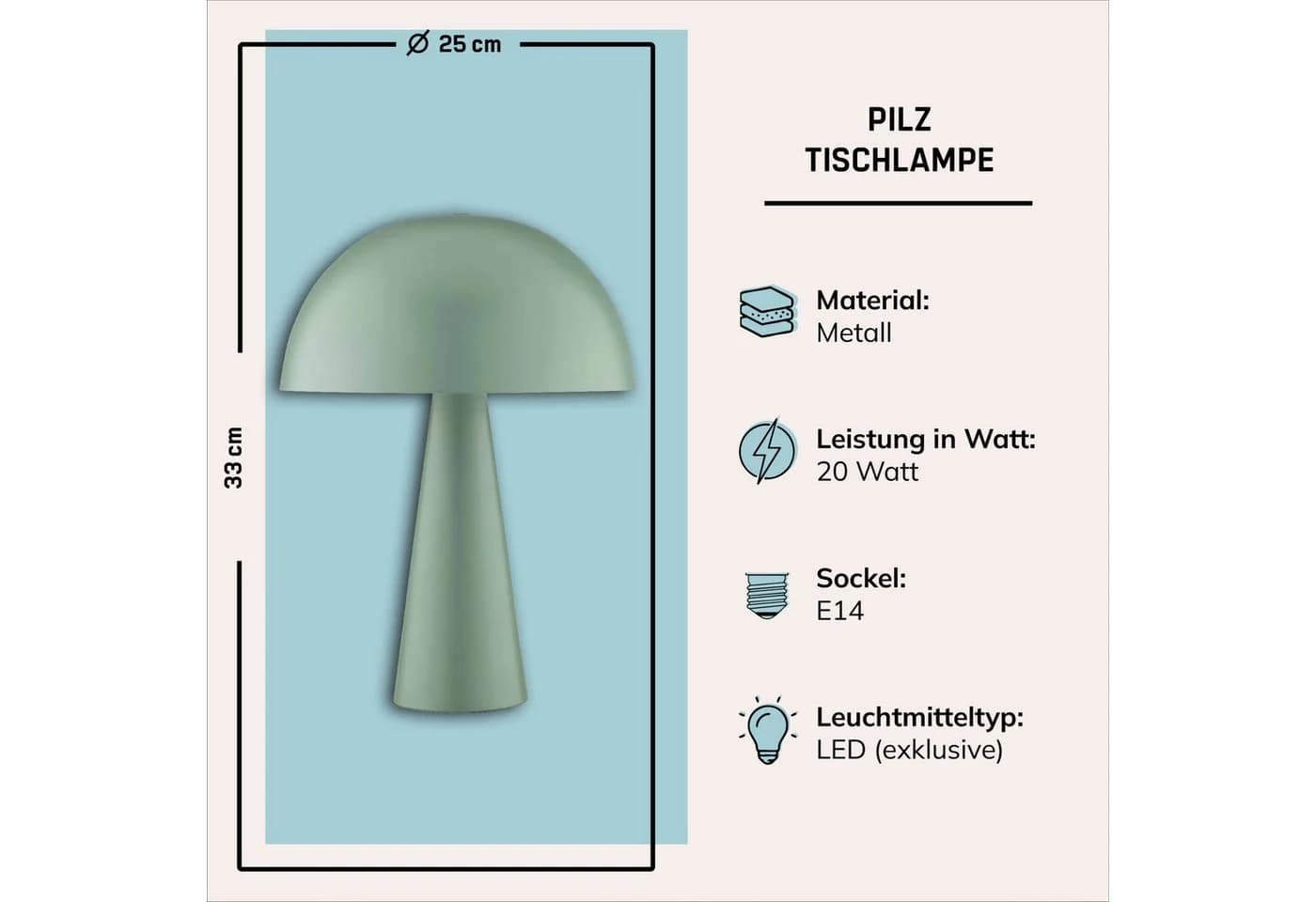 Lightbox Pilz-Tischleuchte Grün Metall E14 - Bild 3