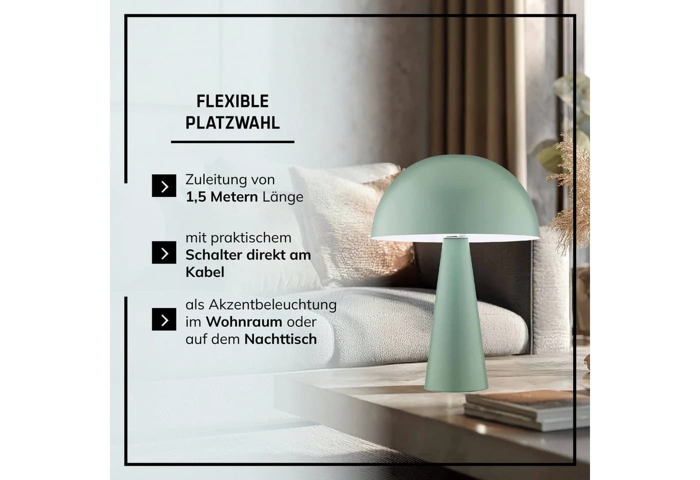 Lightbox Pilz-Tischleuchte Grün Metall E14 - Bild 4
