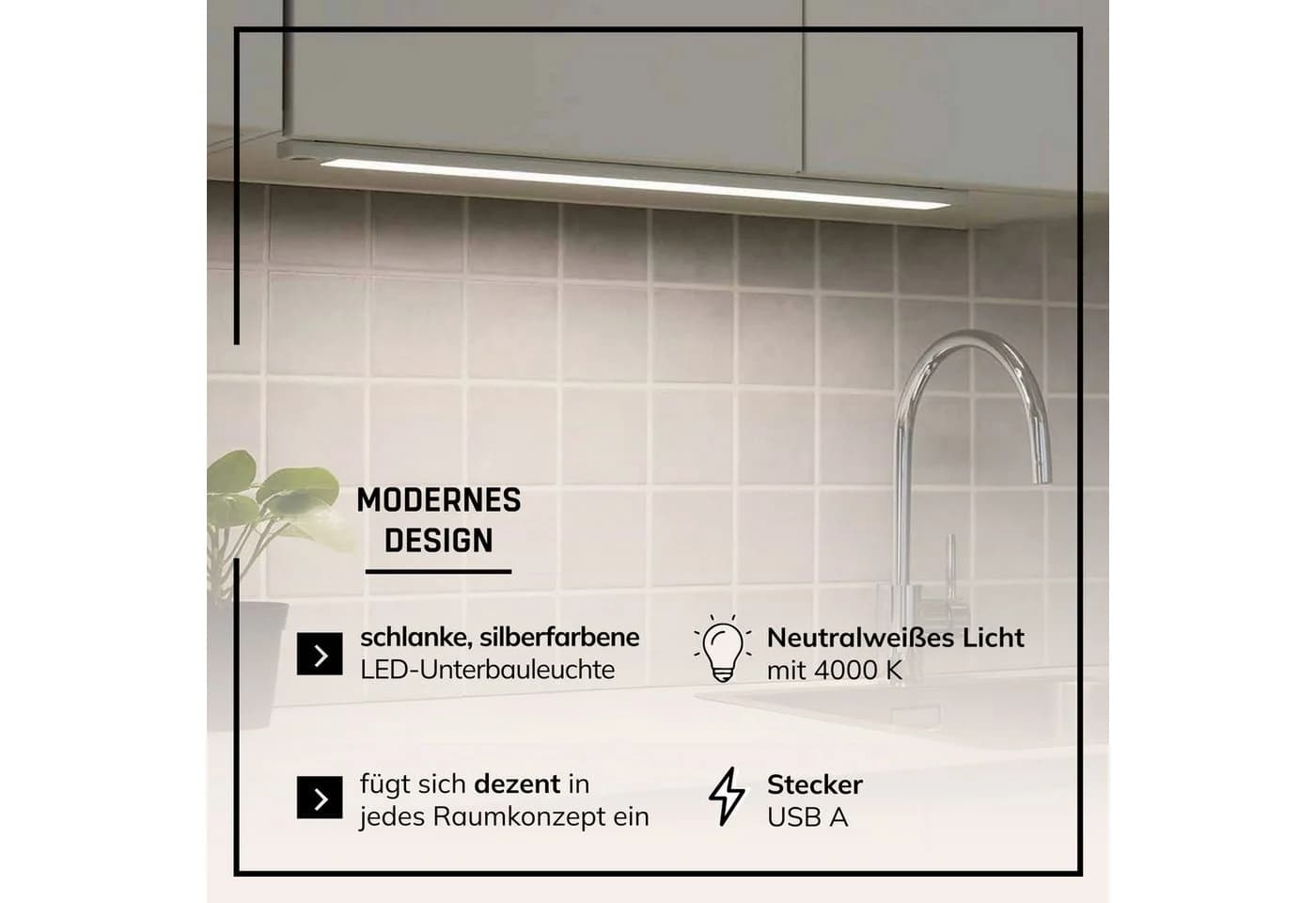 Lightbox LED Unterbauleuchte mit Bewegungsmelder und Akku silber - Bild 3