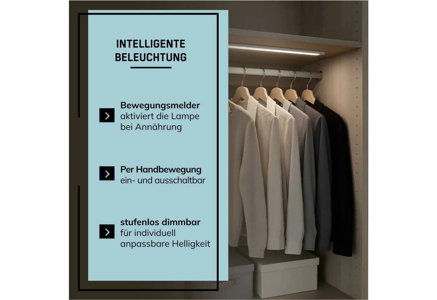 Lightbox LED Unterbauleuchte mit Bewegungsmelder und Akku silber - Bild 4