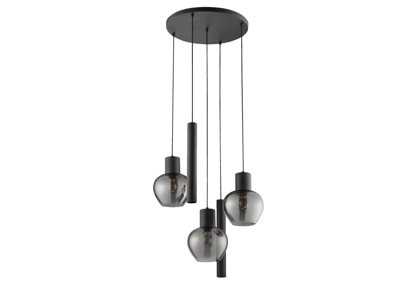 Lightbox Pendelleuchte Schwarz Aluminium Rauchglas 3xE27 2xGU10 - Bild 3