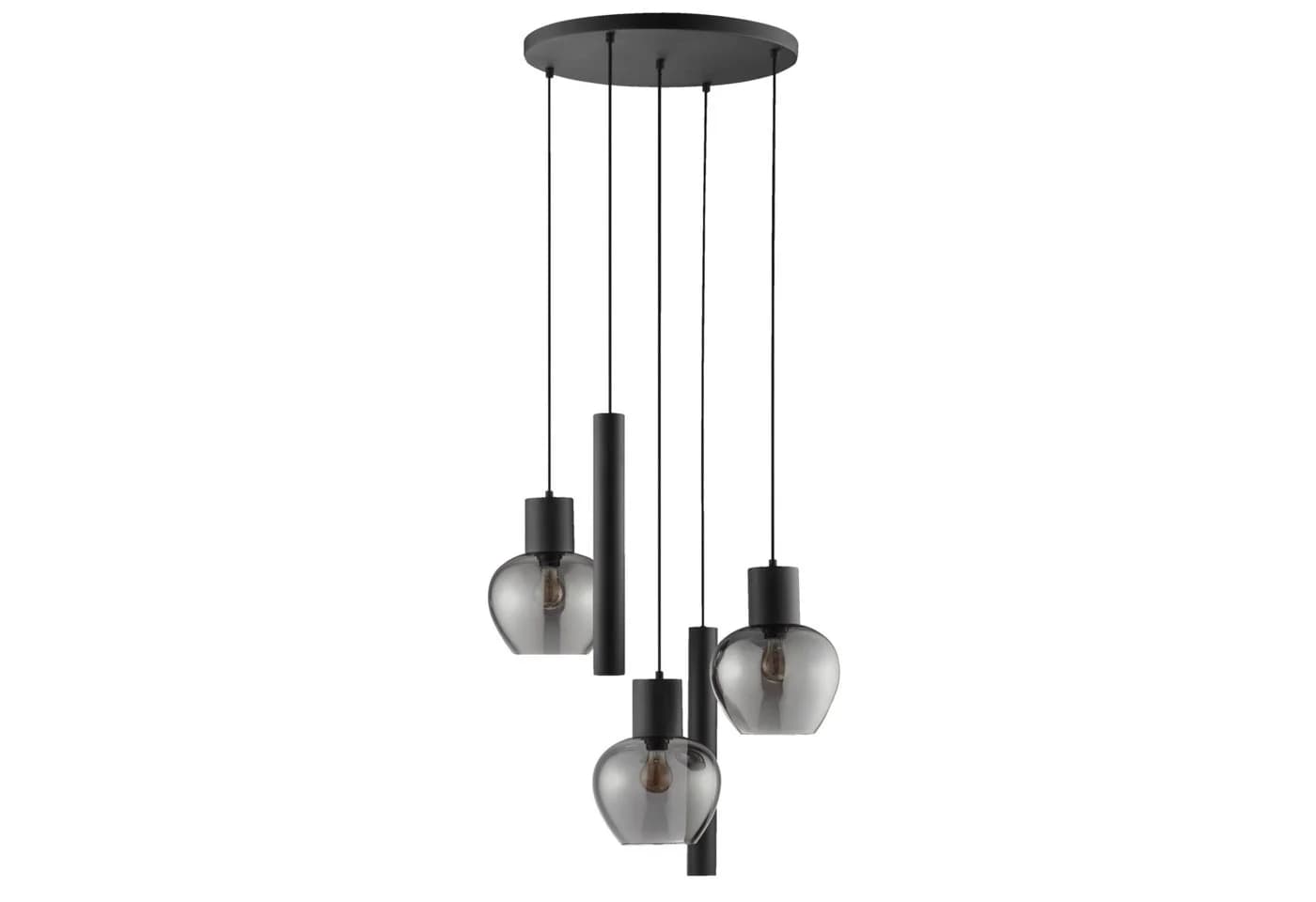 Lightbox Pendelleuchte Schwarz Aluminium Rauchglas 3xE27 2xGU10 - Bild 5
