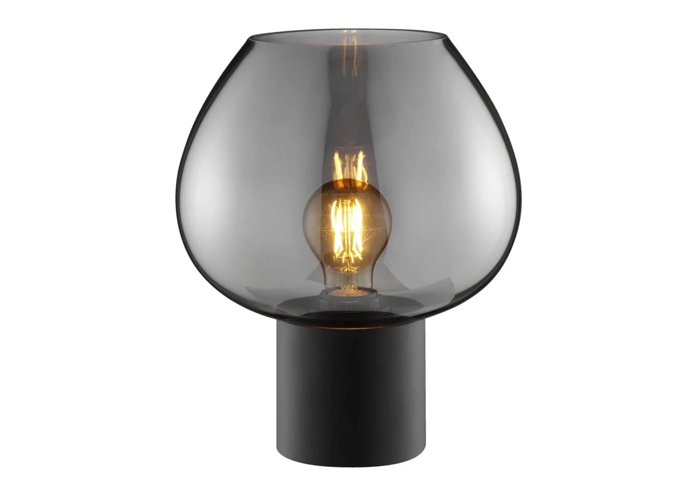 Lightbox Tischleuchte Rauchglas Schwarz E27 Fassung