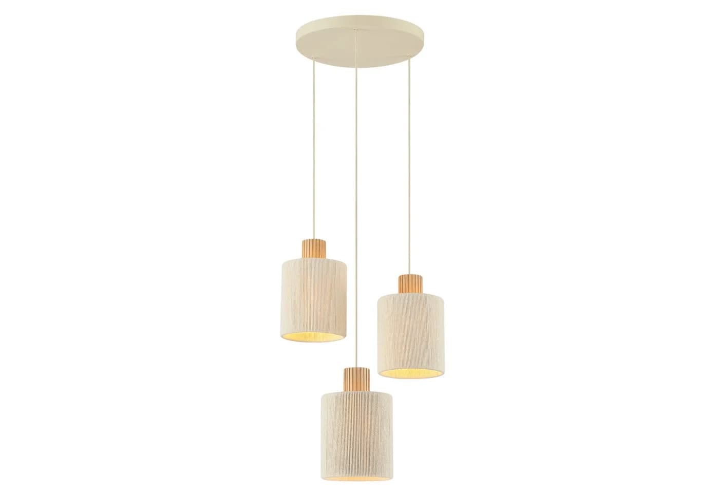 Lightbox Pendelleuchte 3-flammig beige Textil Holz