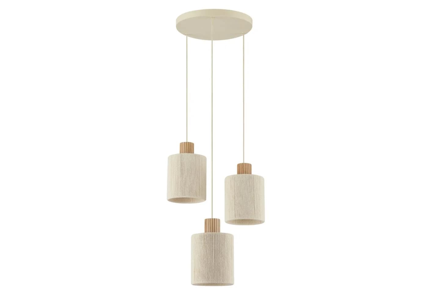 Lightbox Pendelleuchte 3-flammig beige Textil Holz - Bild 3