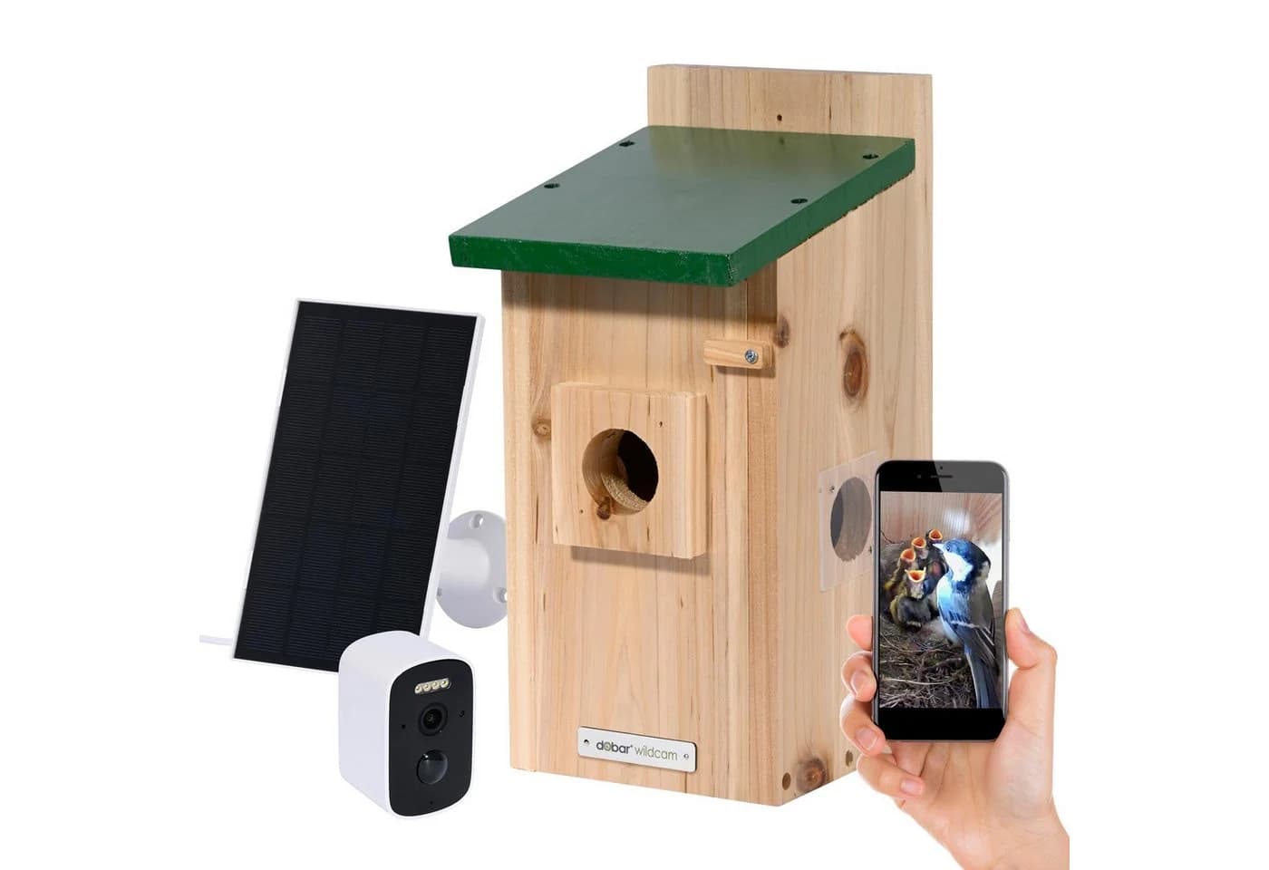 Dobar Vogelhaus Nistkasten Eazy Flachdach inkl. WiFi Kamera und Solar-Panel Grün - Bild 3