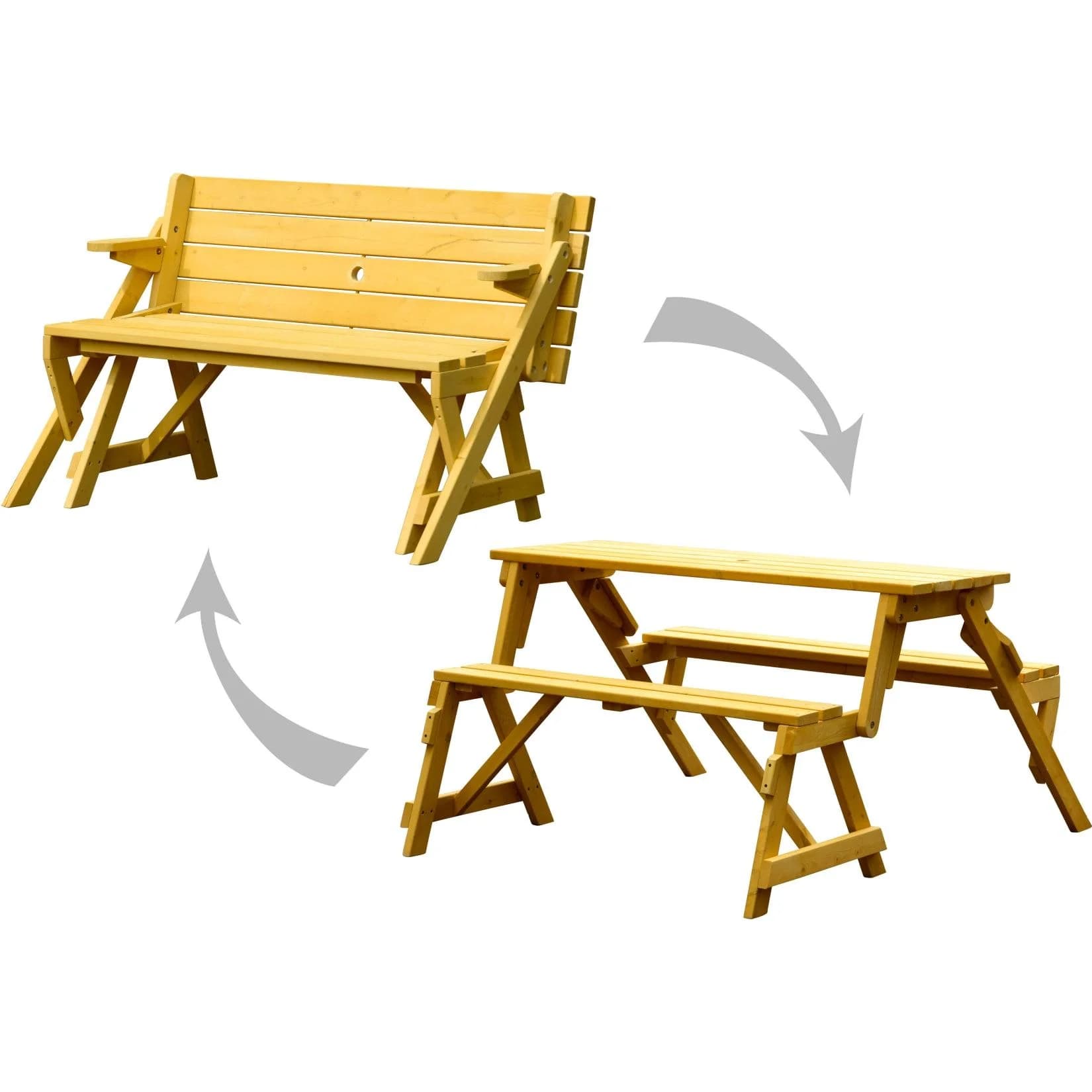 Dobar 2-in-1 Gartentisch mit Sitzbank Gelb
