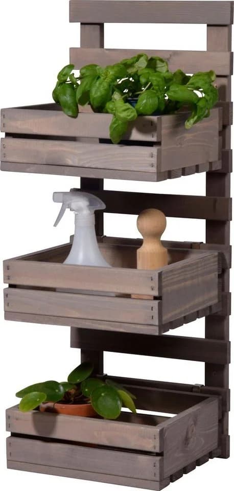 DOBAR Wandregal Grau 3-stufig Flexibles Holzregal - Bild 2