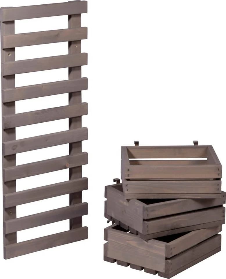 DOBAR Wandregal Grau 3-stufig Flexibles Holzregal - Bild 3