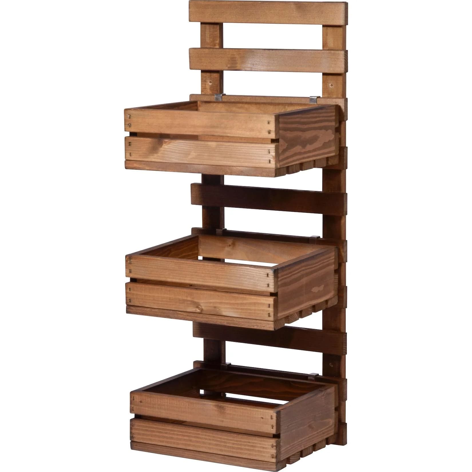 Dobar 3-stufiges Wandregal Braun Flexibles Holzregal für Garten