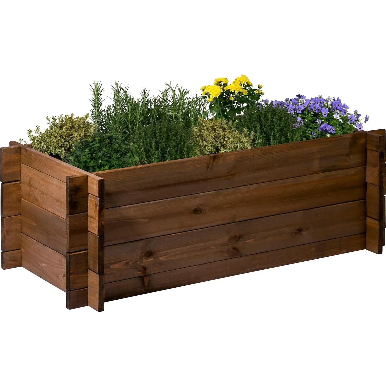Dobar Hochbeet mit Stecksystem Pflanzkasten Massivholz Kiefer Dunkelbraun