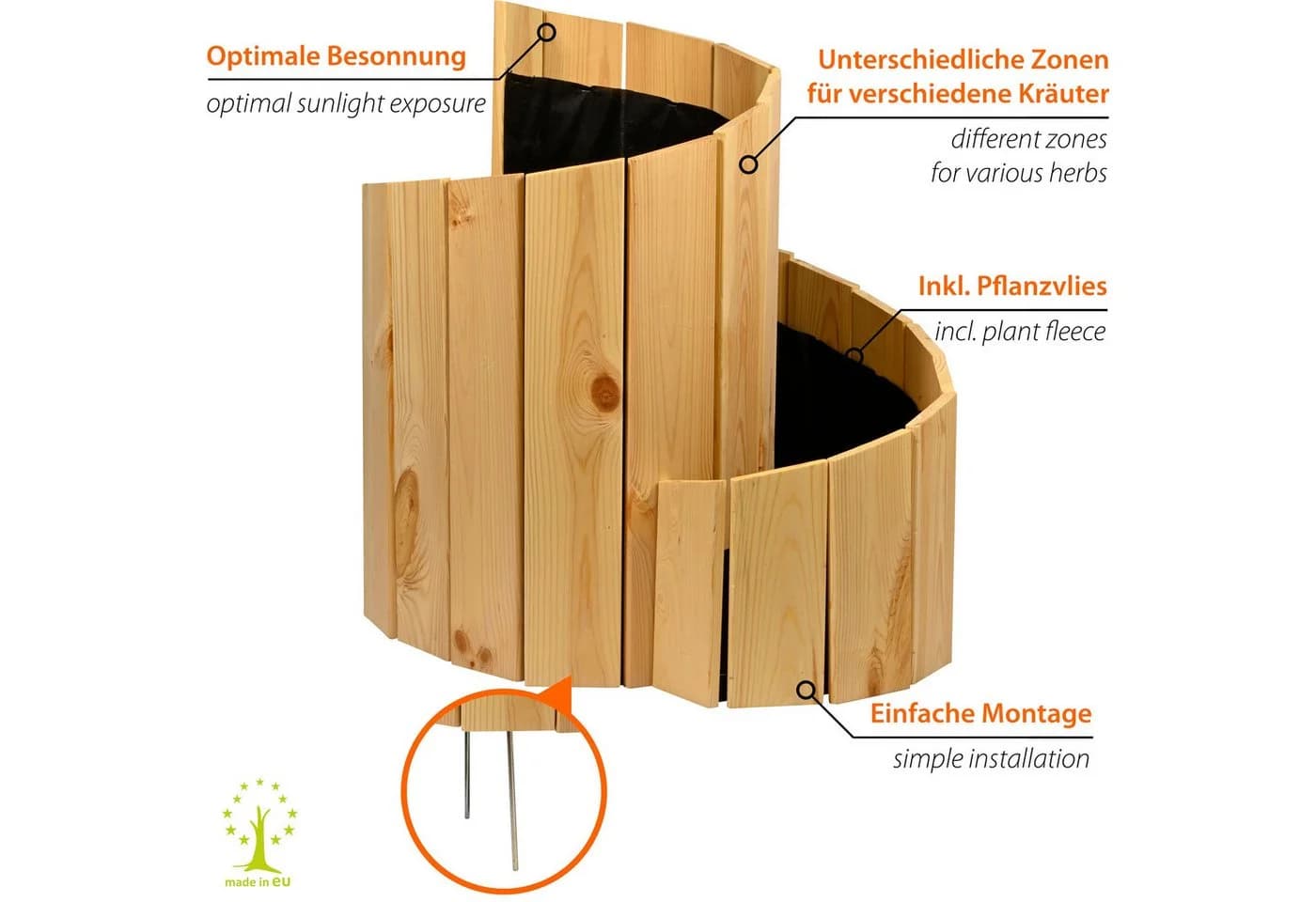 Dobar Kräuterspirale Massivholz Bausatz für Garten - Bild 4