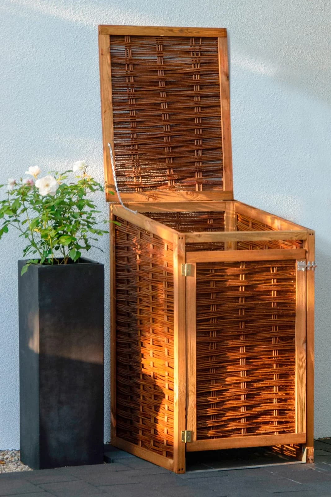 Dobar Mülltonnenbox Braun Holzwerkstoff mit Rückwand - Bild 2