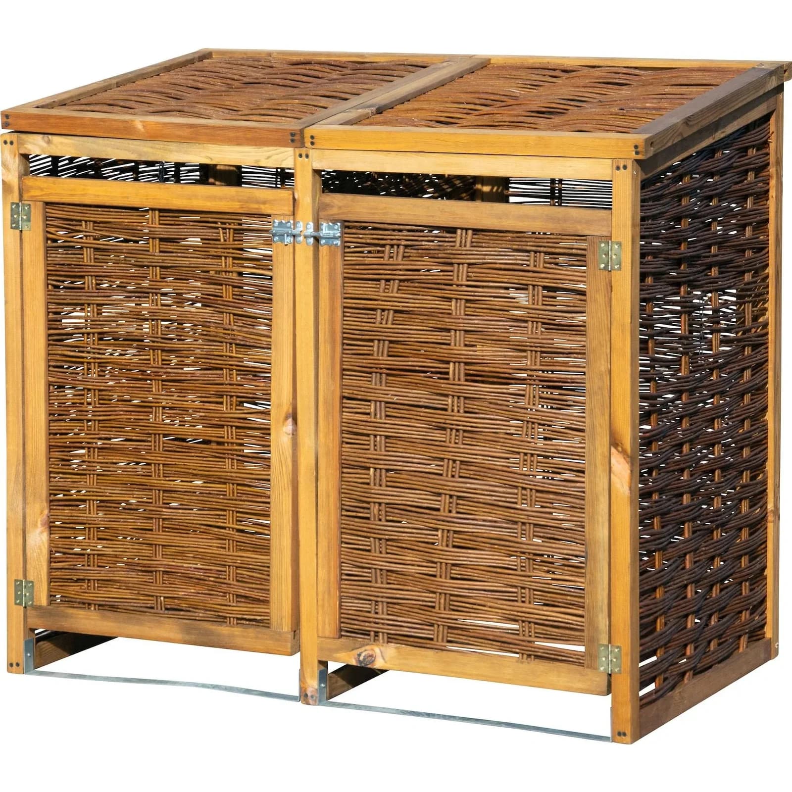 Dobar Mülltonnenbox Braun Holzwerkstoff 2x120l UV-beständig
