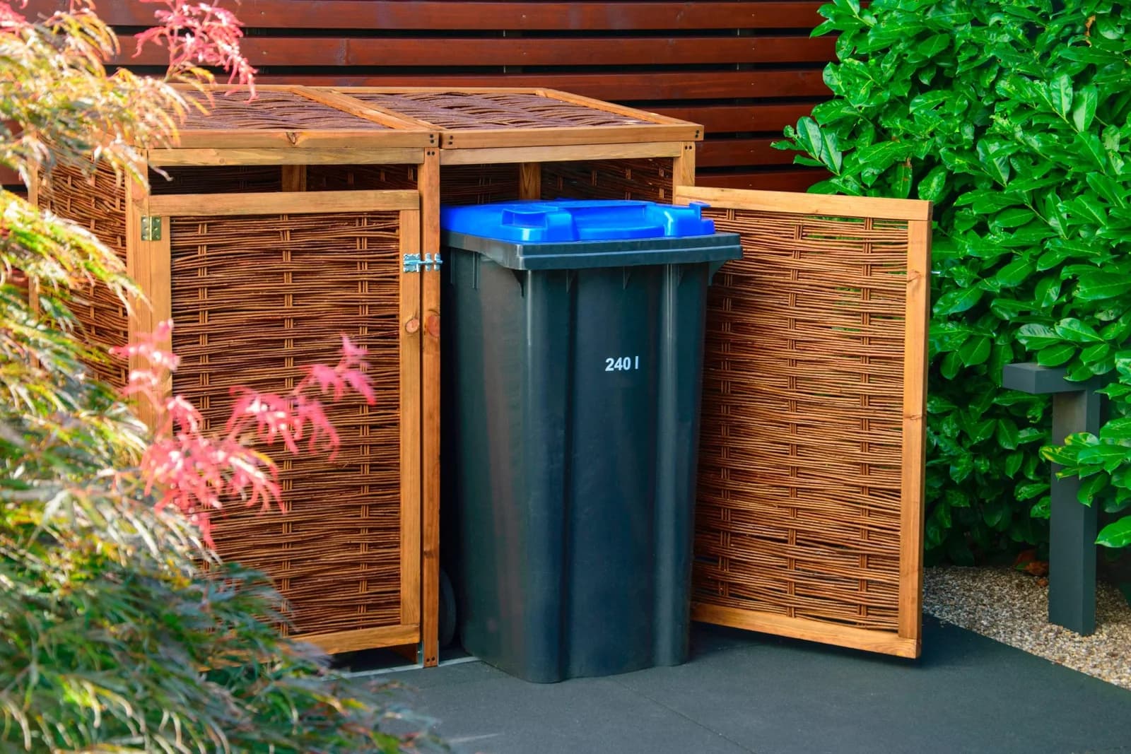 Dobar Mülltonnenbox Braun Holzwerkstoff 2x240l - Bild 2