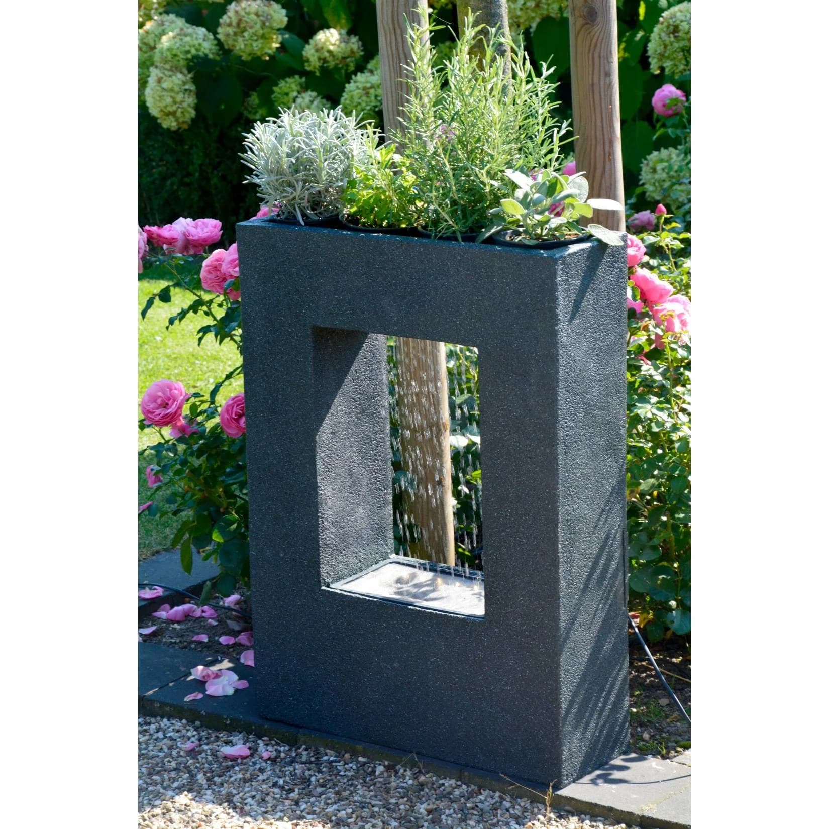 Dobar Design-Gartenbrunnen mit Pflanzoption Weiß Modern
