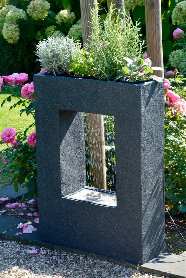 Dobar Design-Gartenbrunnen mit Pflanzoption Weiß Modern - Bild 4