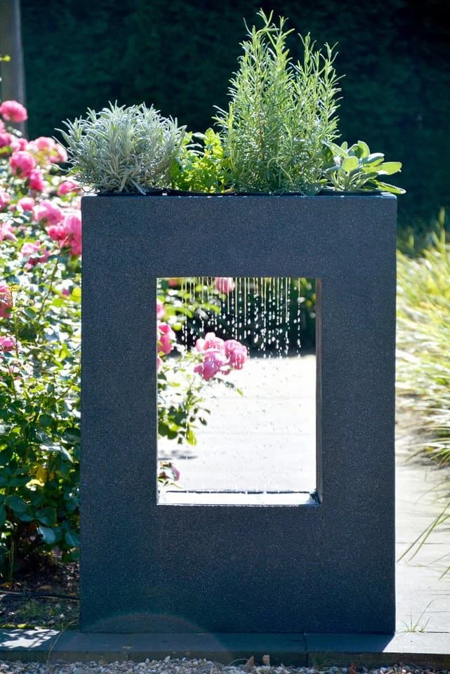 Dobar Design-Gartenbrunnen mit Pflanzoption Weiß Modern - Bild 5