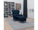 Supellex Ohrensessel Sofia mit Hocker – Dunkelblau Bild 1
