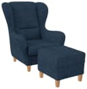 Supellex Ohrensessel Sofia mit Hocker – Dunkelblau Bild 2