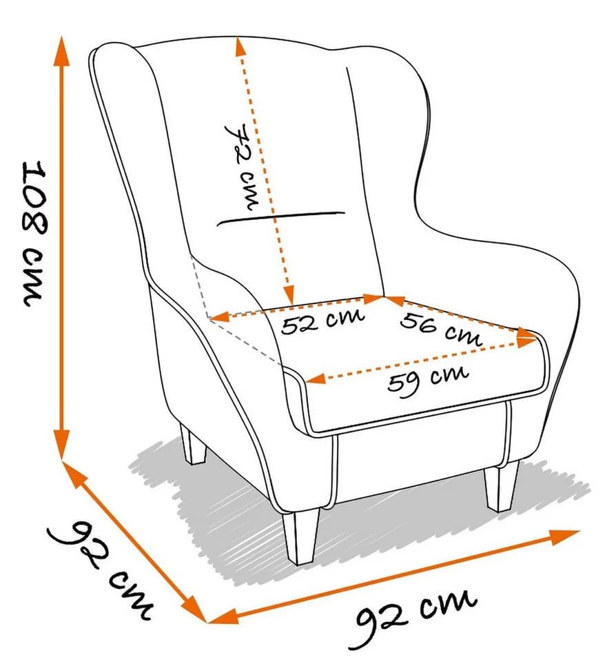 Supellex Ohrensessel Sofia mit Hocker – Dunkelblau - Bild 4