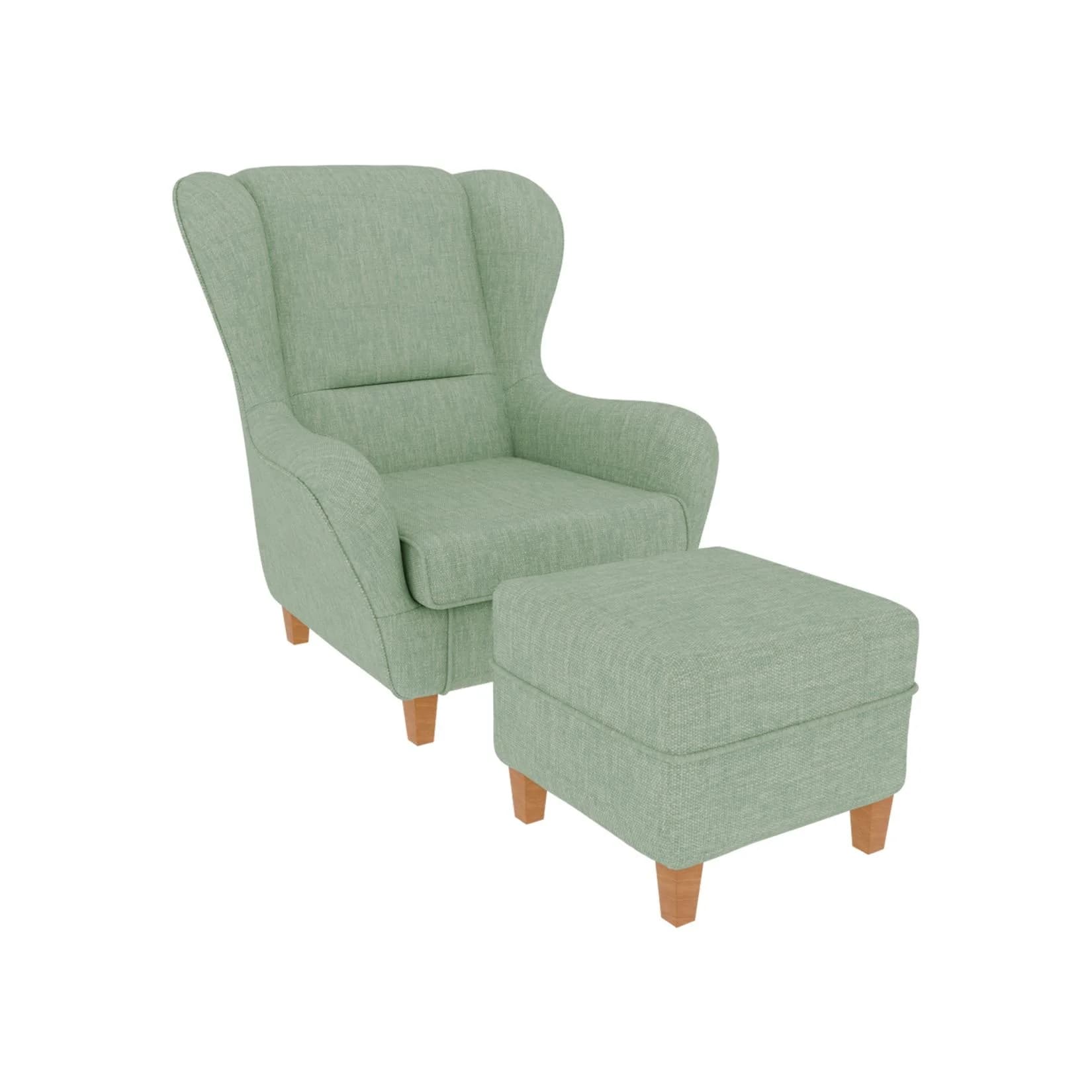 Supellex Sofia Ohrensessel mit Hocker Design Vienna Mint