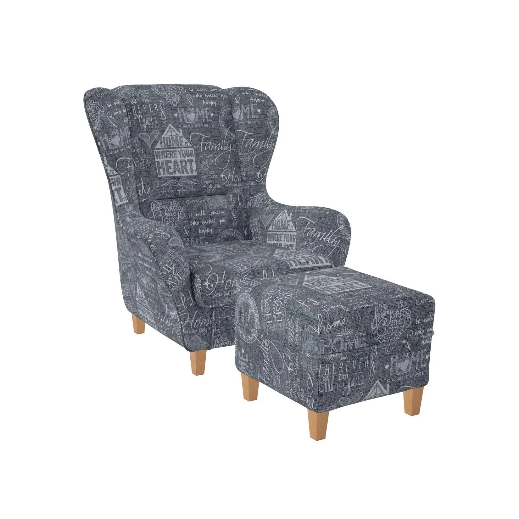 Supellex Ohrensessel Sofia Relaxsessel mit Hocker Helsinki Hellgrau