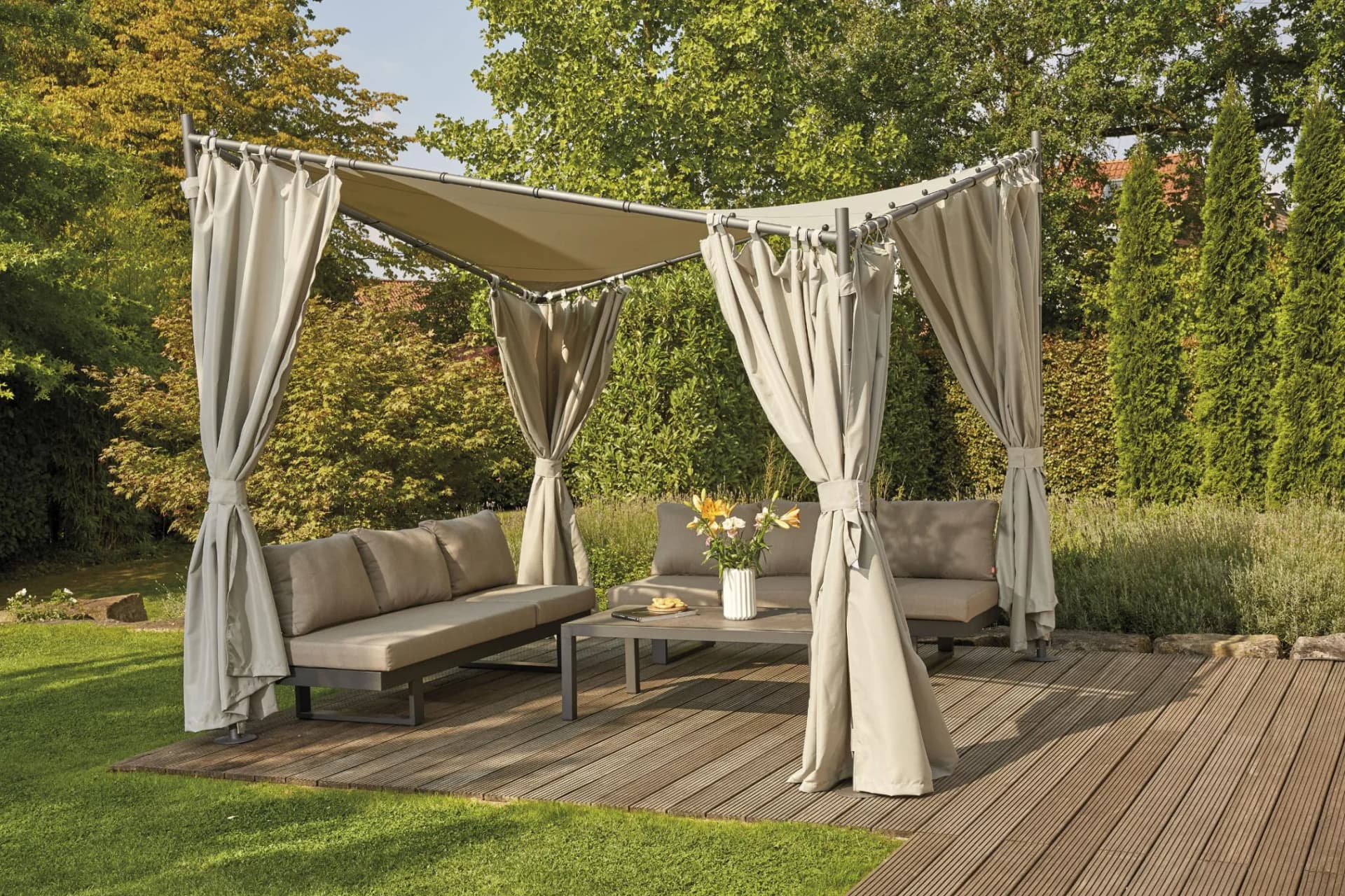 SIENA GARDEN Pavillonseitenteil Hellgrau Polyester 2 Stk. - Bild 2