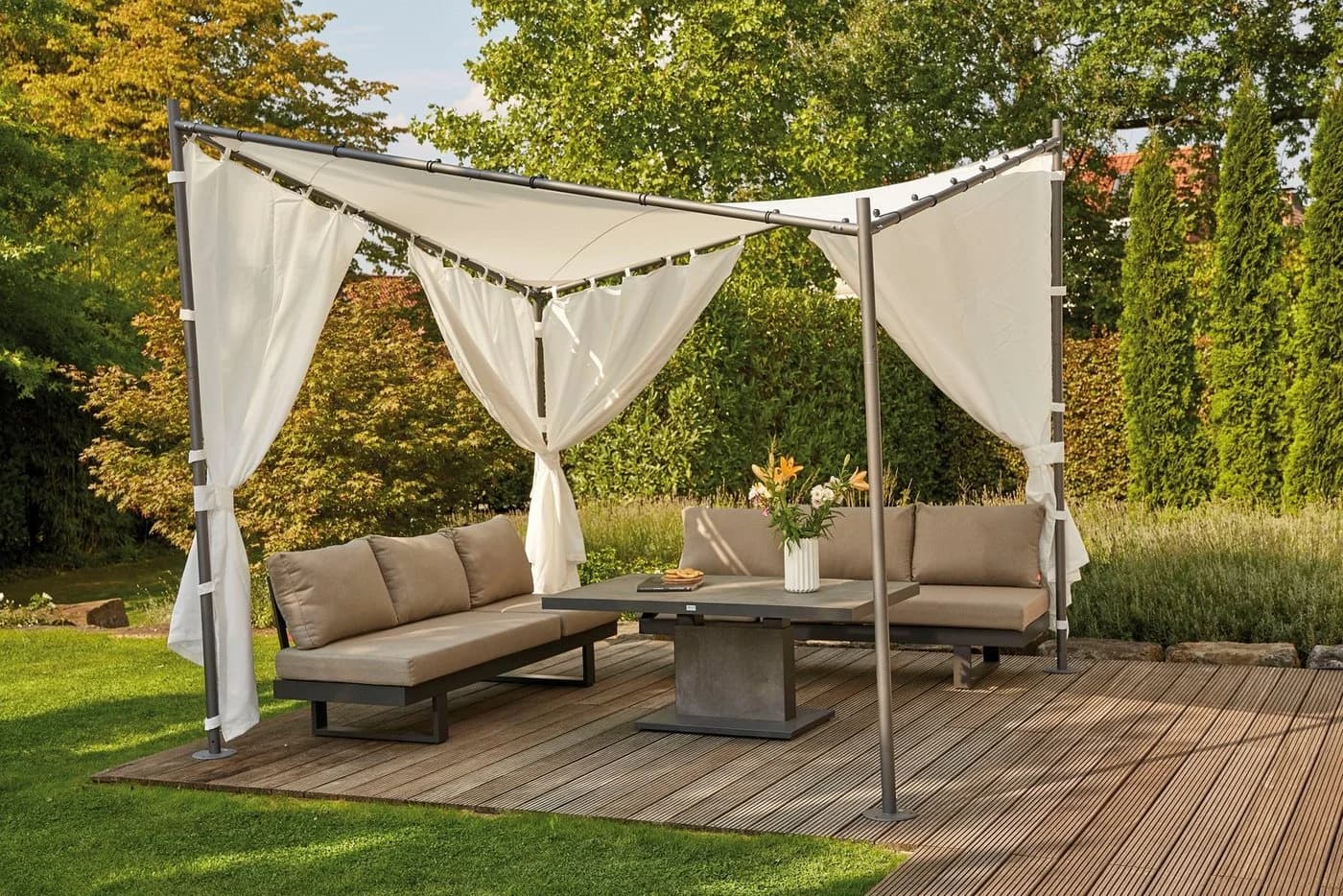 SIENA GARDEN Pavillonseitenteil Weiß Polyester für Berlino 300x300 cm - Bild 3