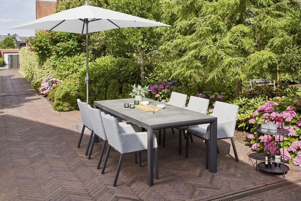 Siena Garden Sonnenschirm Avio Grau 300x200 cm Marktschirm