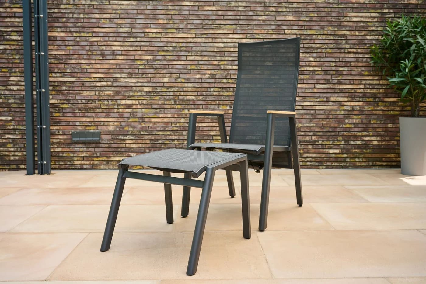 Siena Garden Hocker BOLOGNA Aluminiumgestell Ranotex Bezug anthrazit/grau