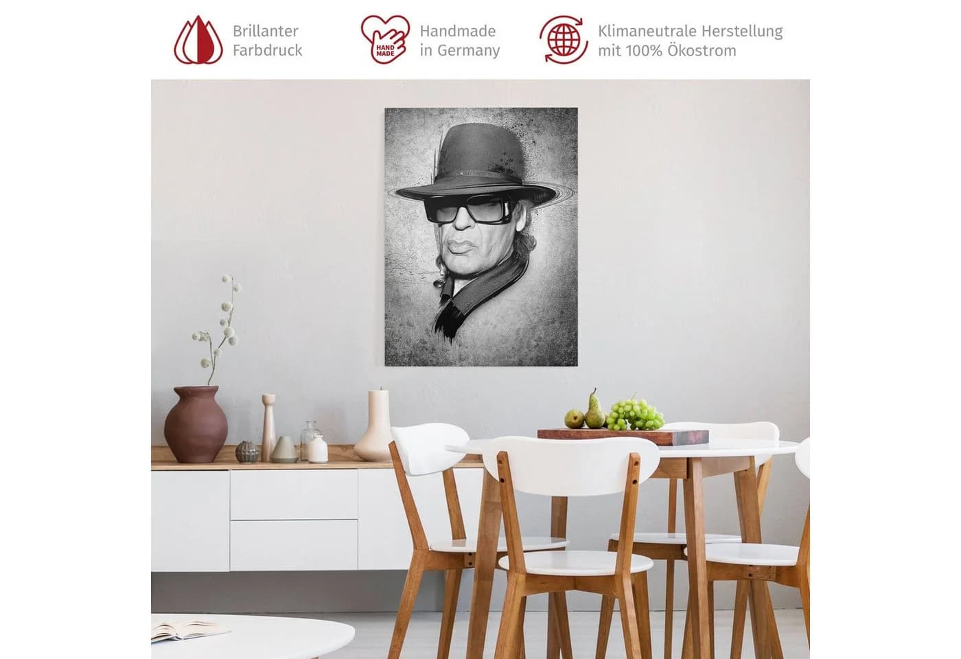 Bilderdepot24 Leinwandbild Udo Lindenberg Schwarz-Weiß XXL