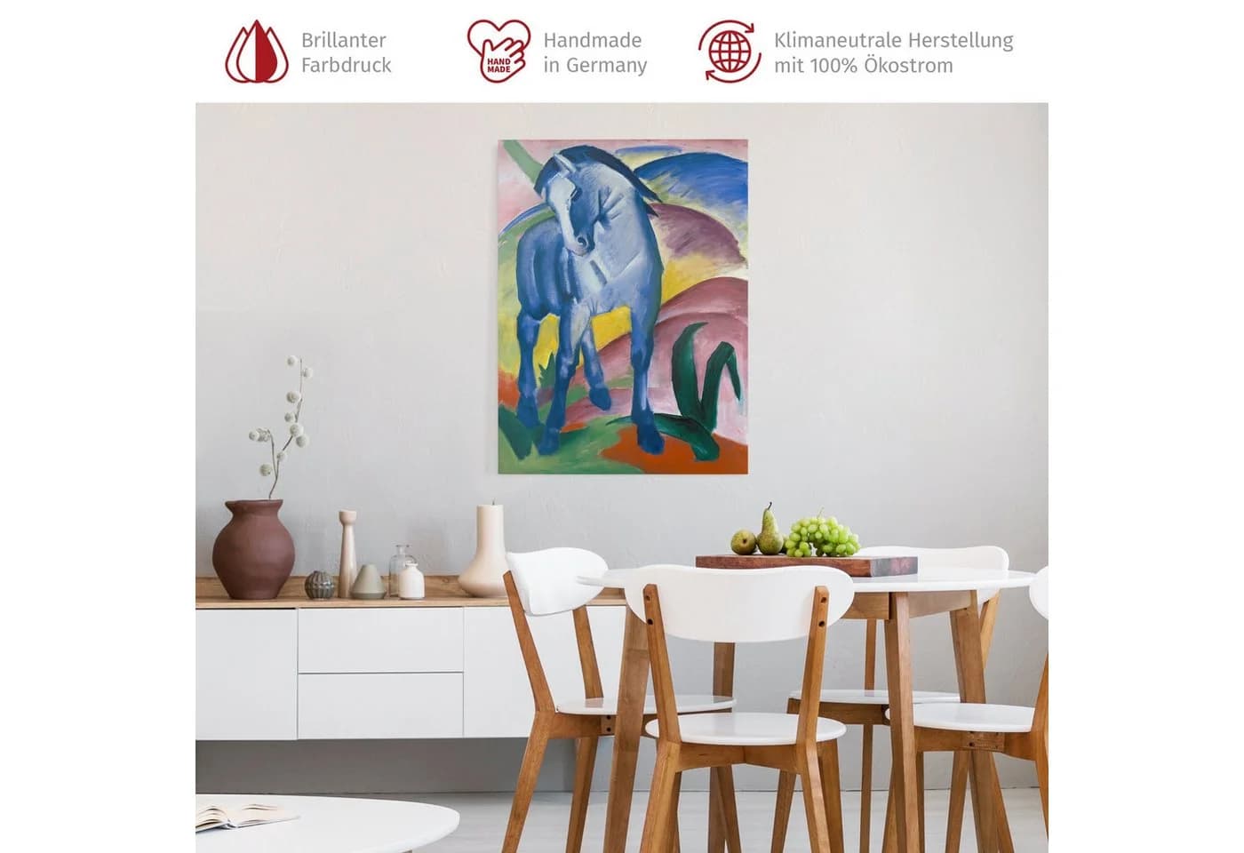 Bilderdepot24 Leinwandbild Franz Marc Blaues Pferd bunt - Bild 1