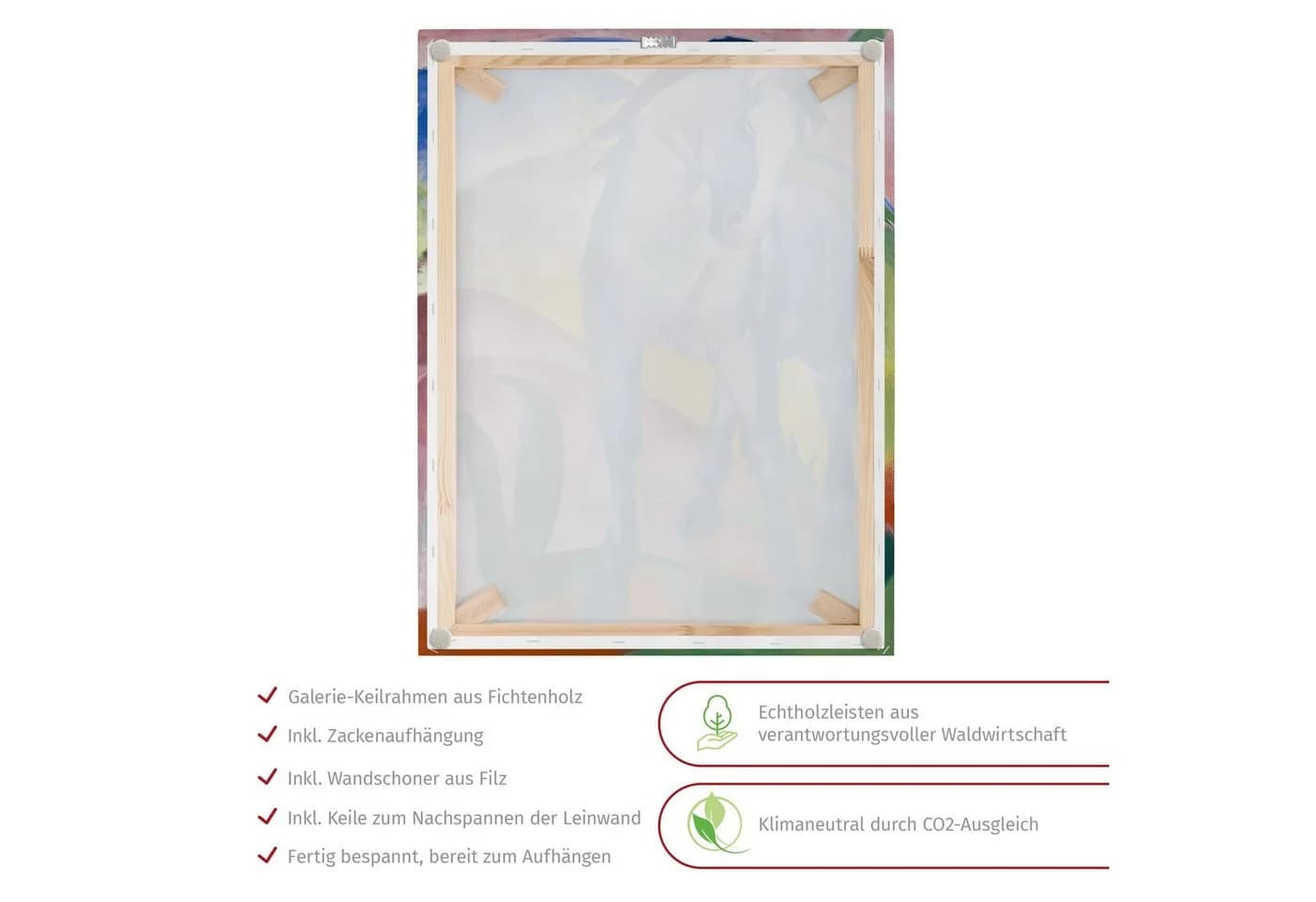 Bilderdepot24 Leinwandbild Franz Marc Blaues Pferd bunt - Bild 4