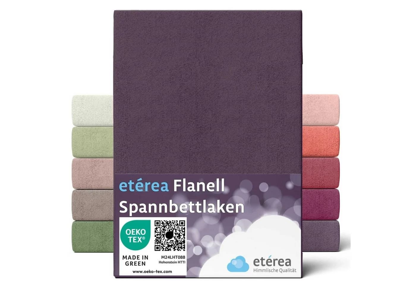etérea Spannbettlaken Flanell 100% Baumwolle Rundumgummi Pflaume - Bild 2