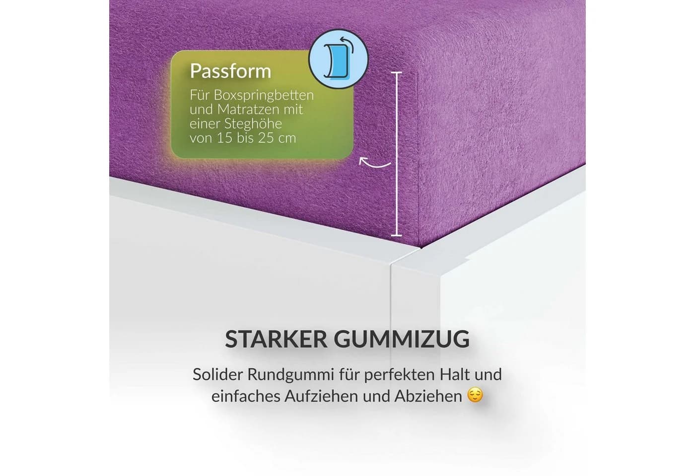 etérea Spannbettlaken Flanell 100% Baumwolle Rundumgummi Pflaume - Bild 4