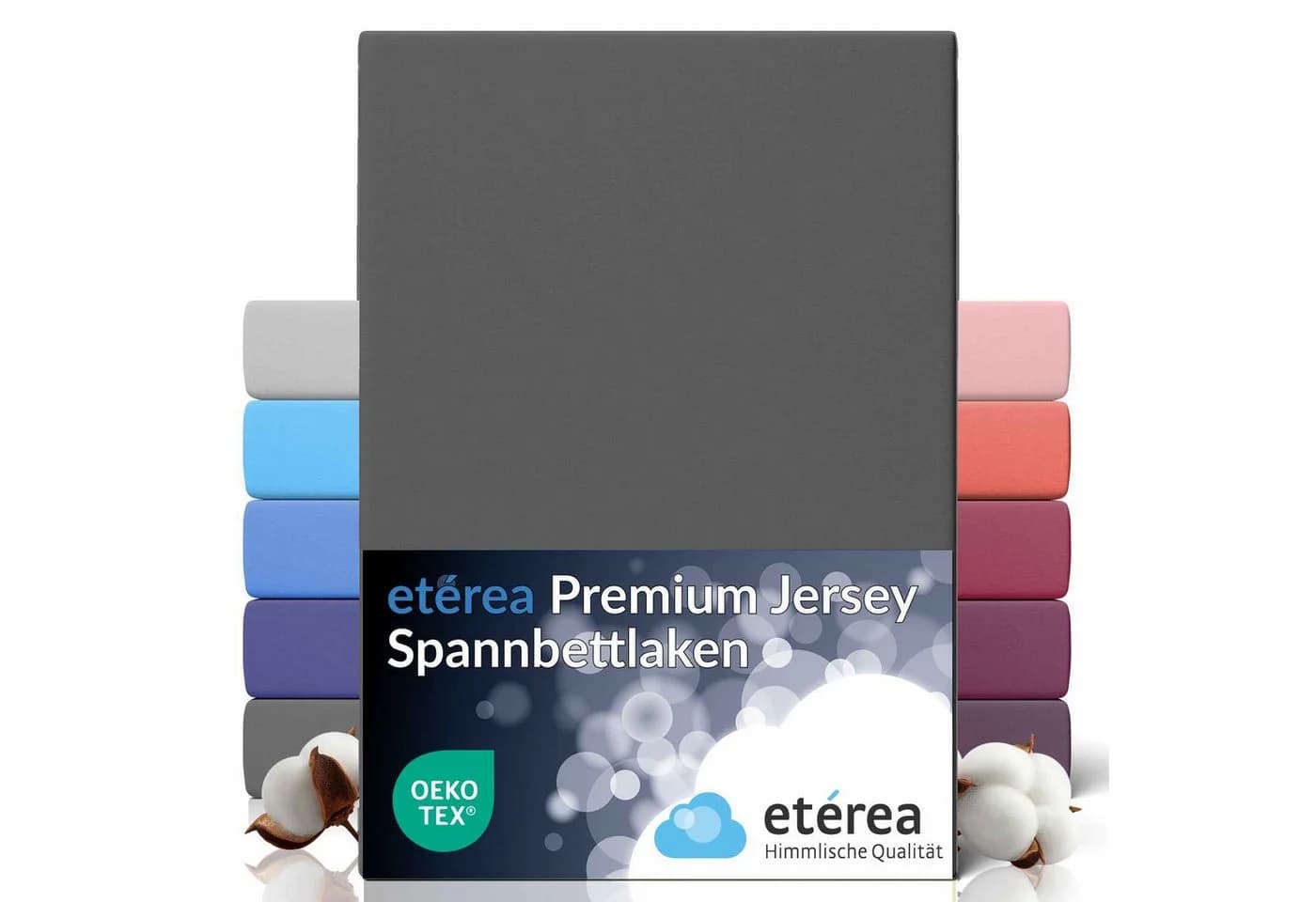 etérea Premium Jersey Spannbettlaken Grau 100% Baumwolle - Bild 2