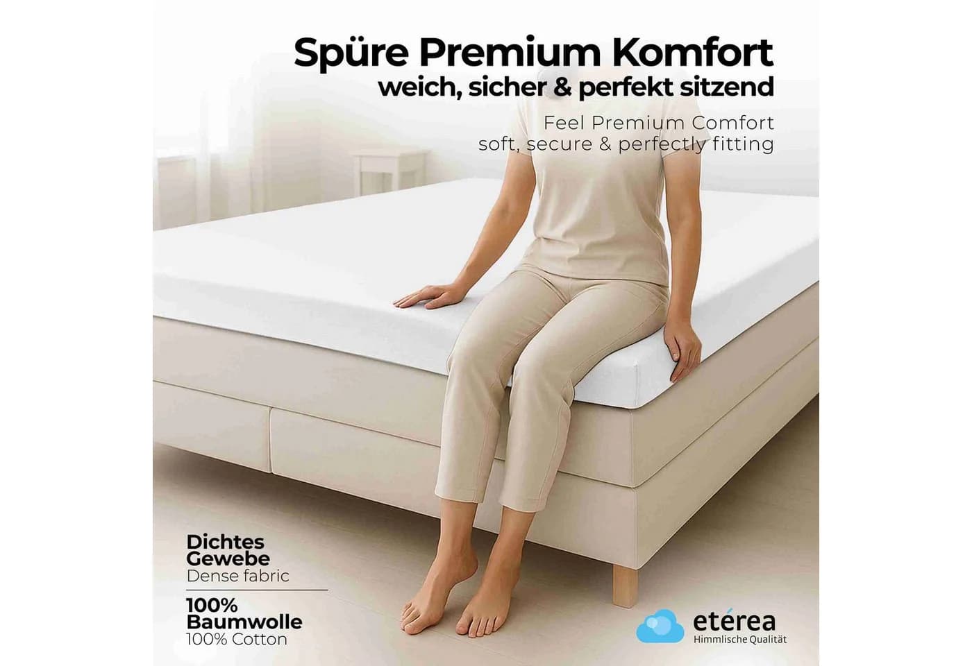 etérea Comfort Jersey Spannbettlaken Weiss 100% Baumwolle