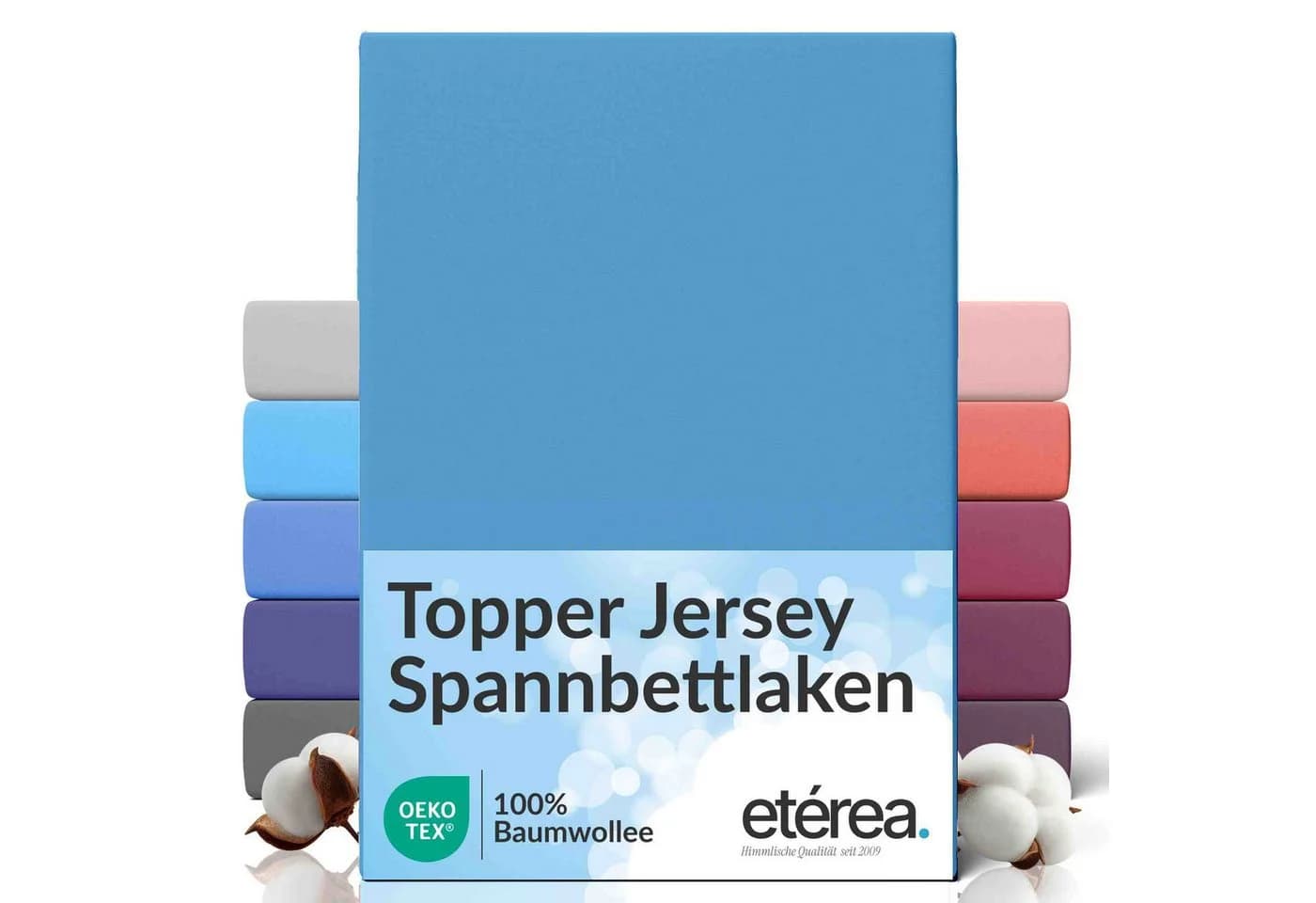 etérea Jersey Topper Spannbettlaken Hellblau Rundumgummizug - Bild 2